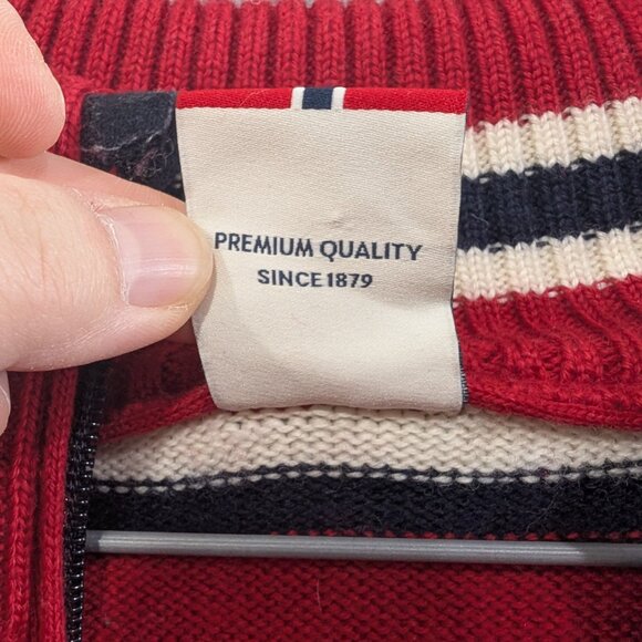 Dale of Norway Red White Sweater 1/4 Zip Up Neck Wool Knit Men's XL - Picture 9 of 9